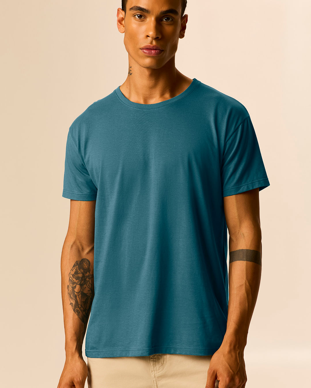Camiseta Original Masculina Decote Redondo Em Algodão - Azul - P