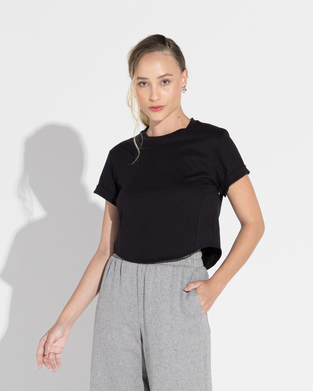 Camiseta Cropped Algodão Pima Feminina