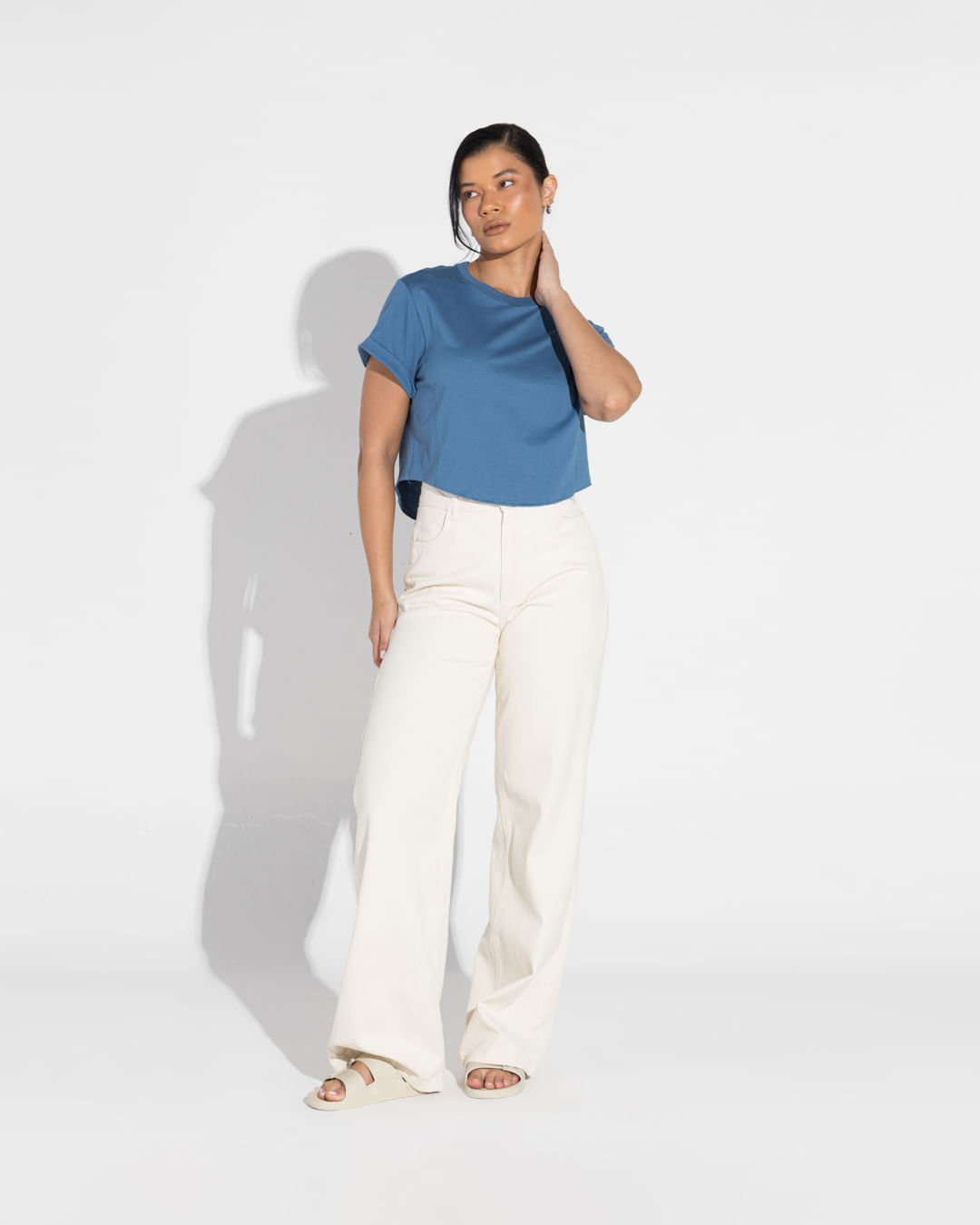 Camiseta Cropped Algodão Pima Feminina