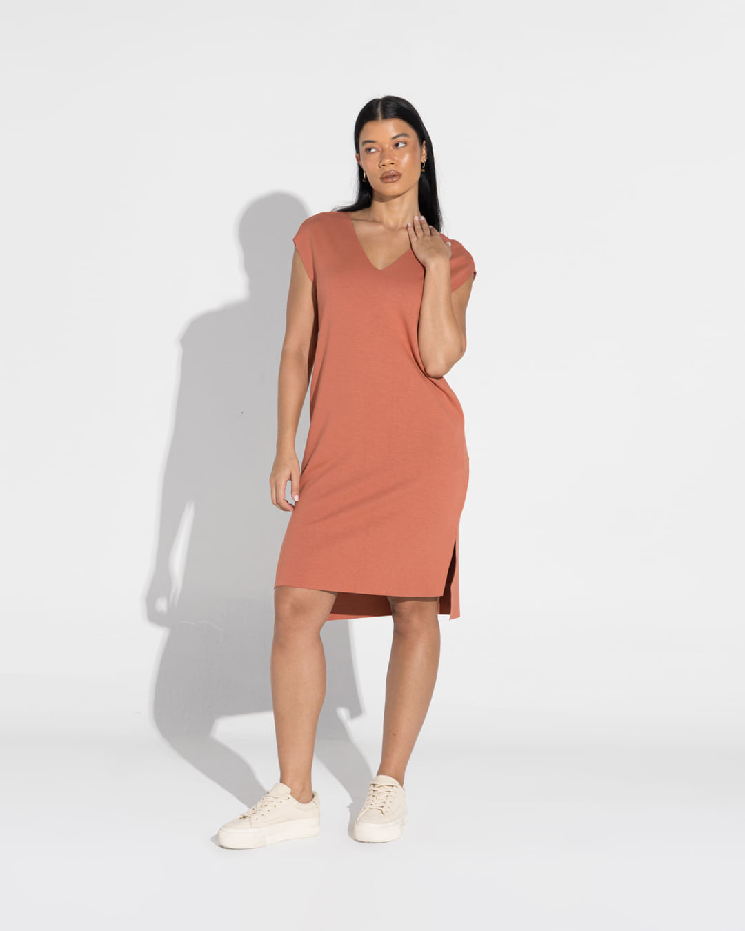 Vestido Dense Viscose Decote V