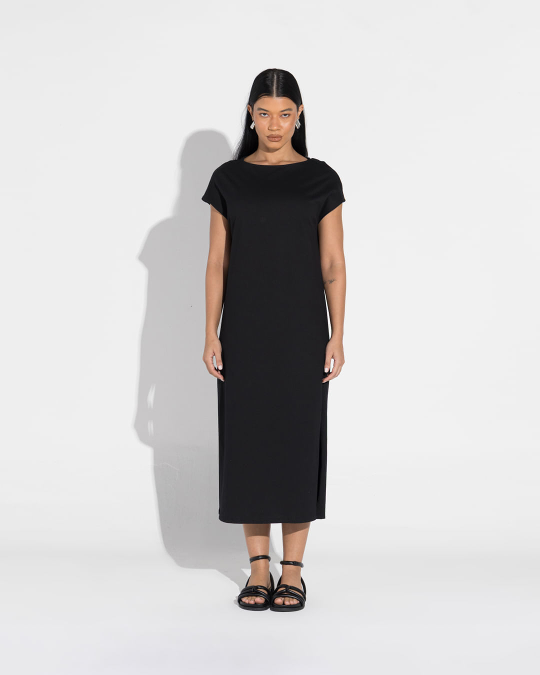 Vestido Midi Malha Striped
