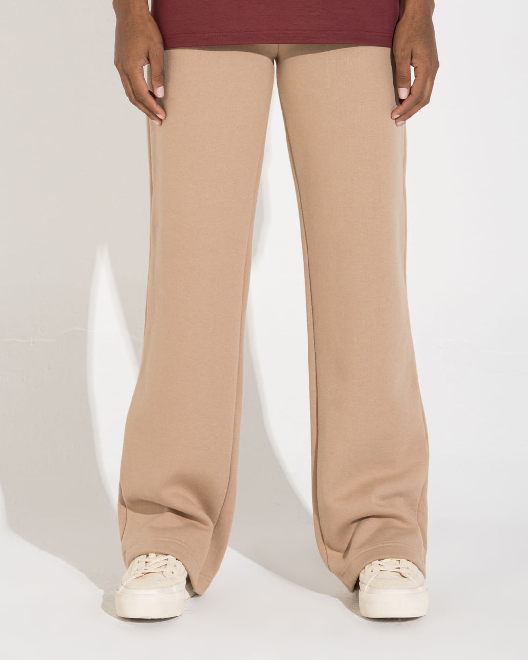 Calça Reta Moletom Flanelado Feminina