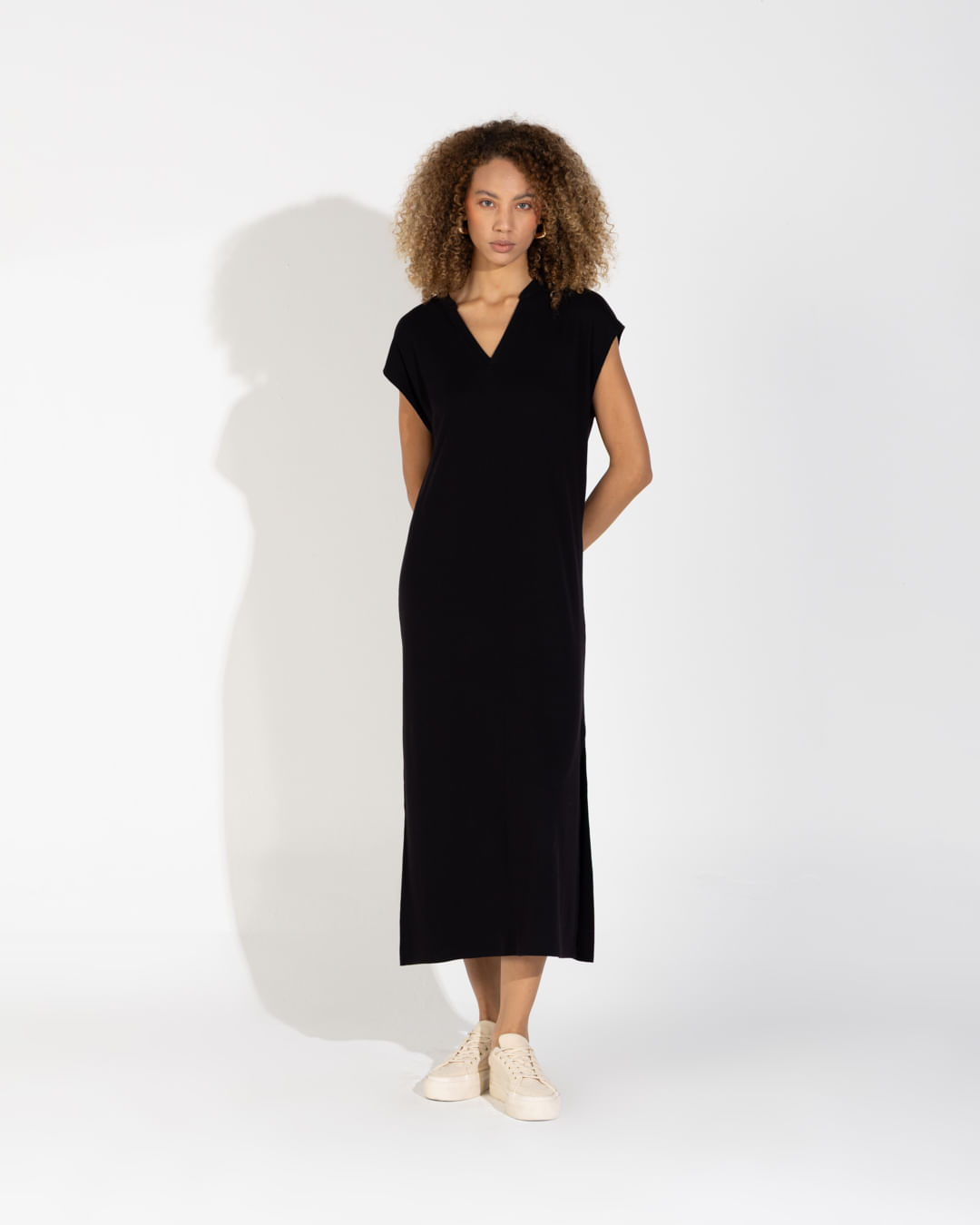 Vestido Canelado Algodão