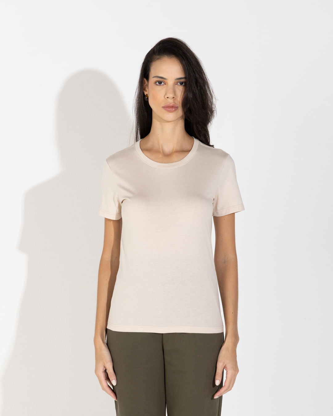 Camiseta Pima Feminina - Bege - P