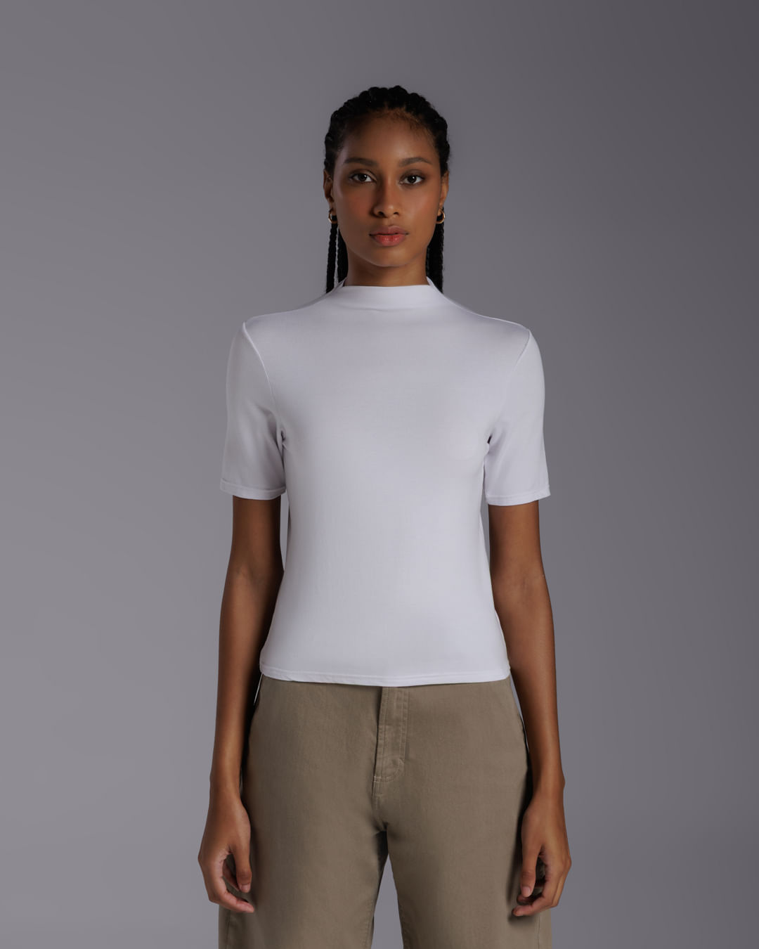 Tech T-Shirt Modal Gola Alta Feminina - BASICAMENTE