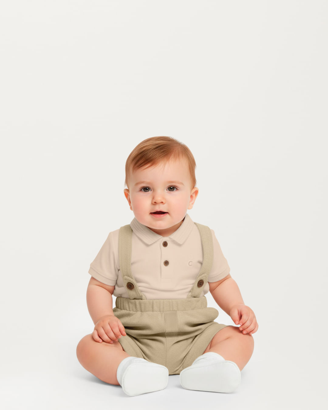 Conjunto Bebê Menino Body + Bermuda Com Suspensório - Carinhoso