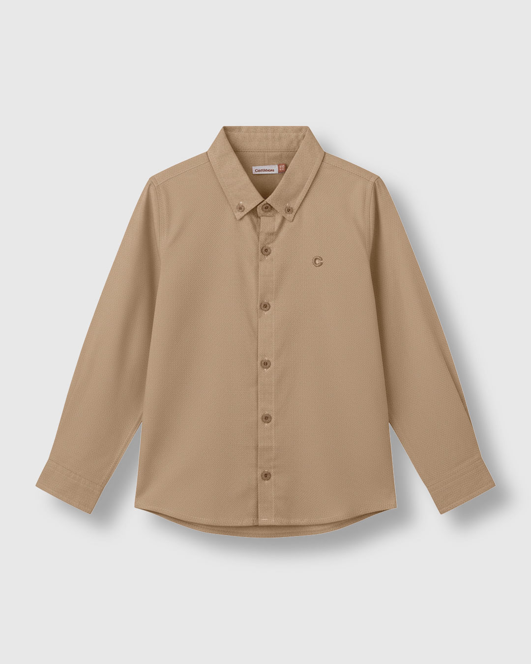 Camisa Bebê Menino Tradicional Manga Longa Em Algodão Texturizado - Carinhoso