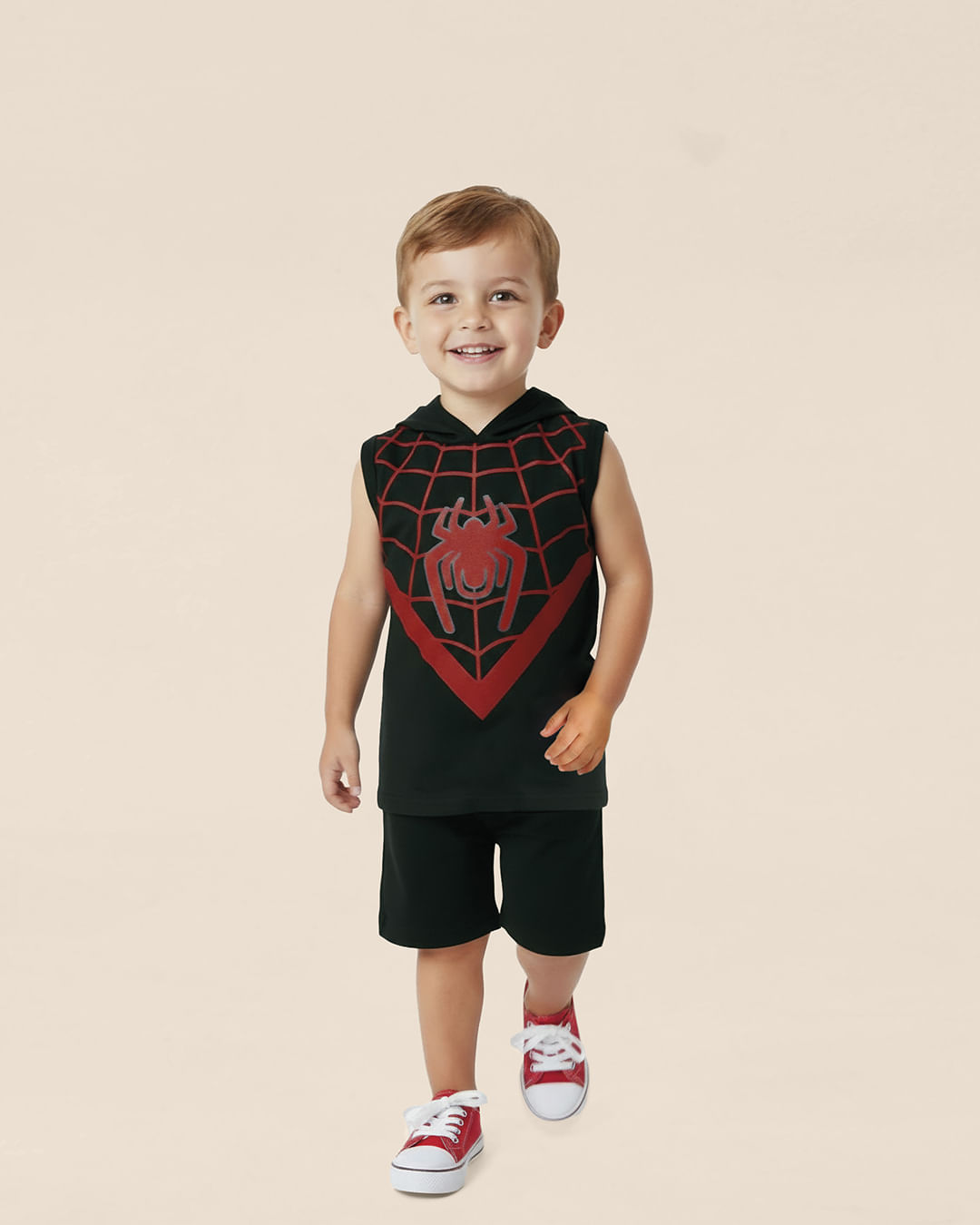 Conjunto Infantil Menino Regata Com Capuz Spidey Homem-Aranha Malwee Kids - Preto - 1
