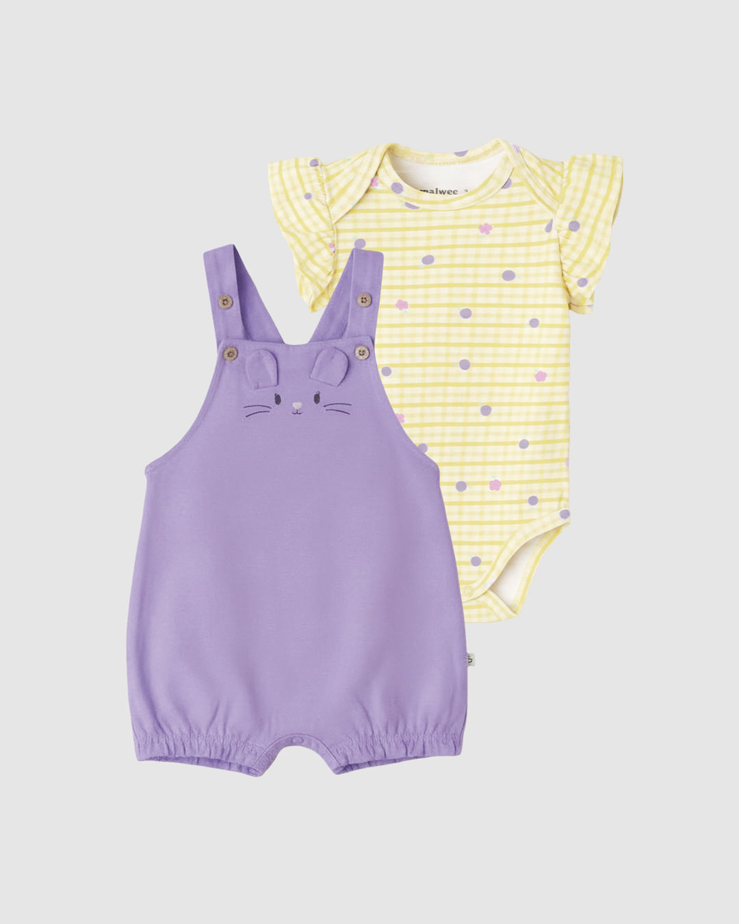 Conjunto Bebê Menina Body Quadriculado E Macaquinho Malwee Kids