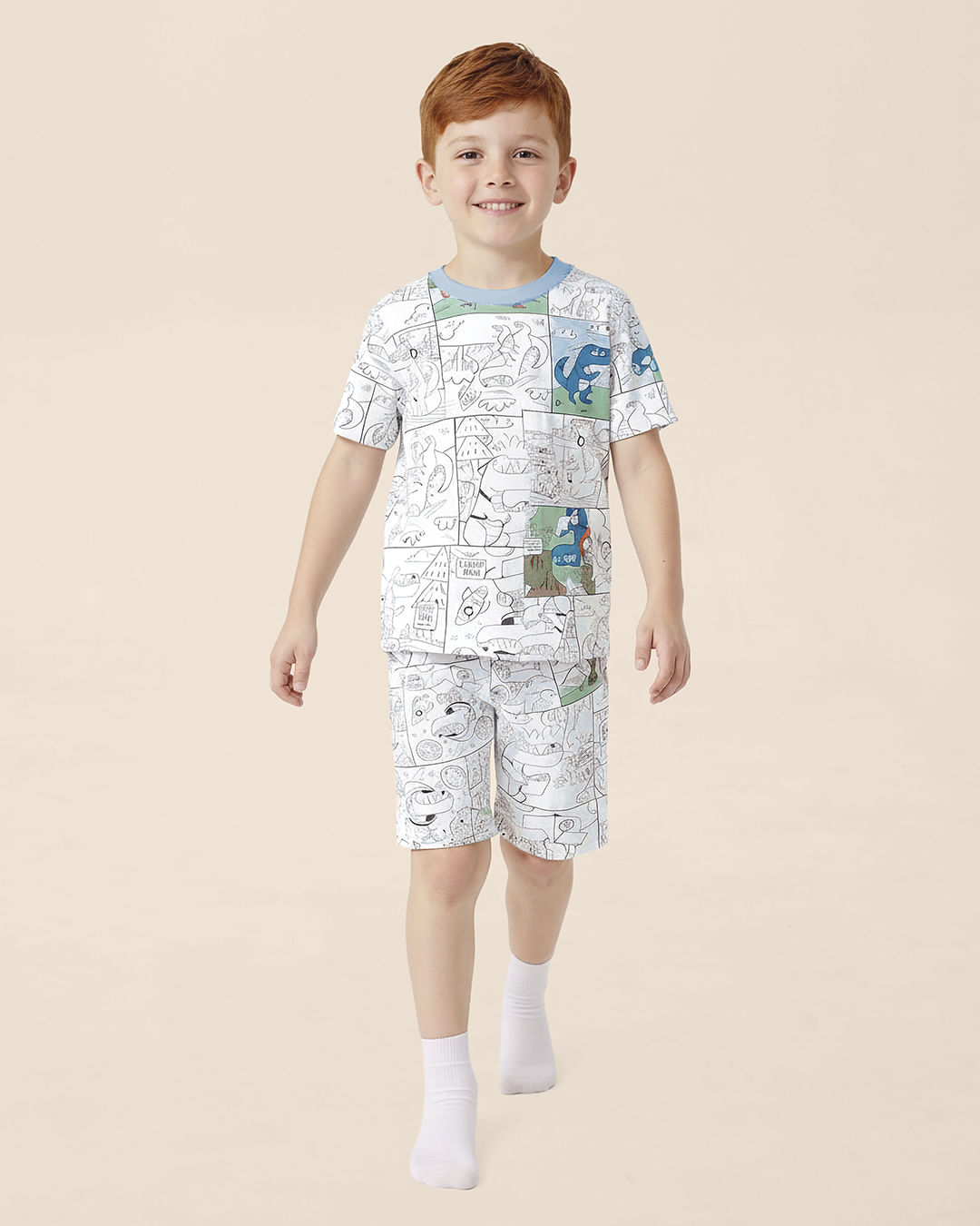 Pijama Infantil Menino Interativo Para Colorir Com Canetinhas Malwee Kids - Branco - 10