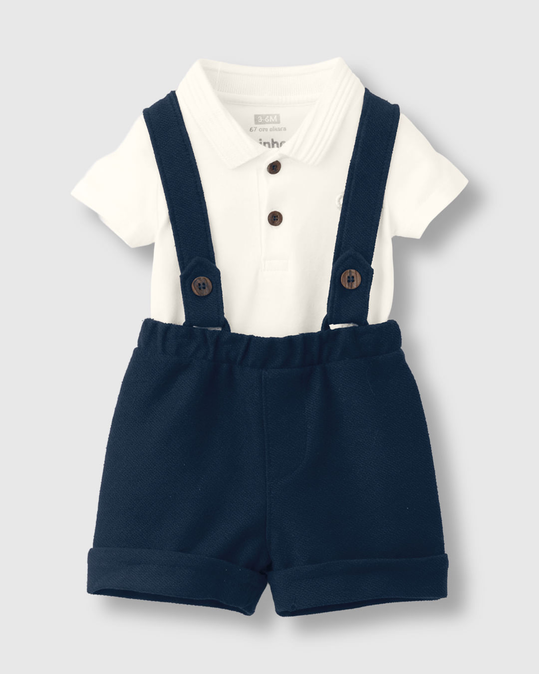 Conjunto Bebê Menino Body + Bermuda Com Suspensório - Carinhoso
