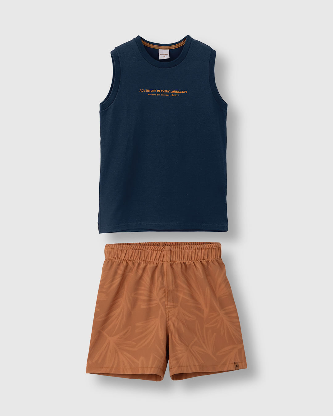 Conjunto Menino Regata Estampa Puff Frente E Costas Em Algodão - Carinhoso - Azul - 8