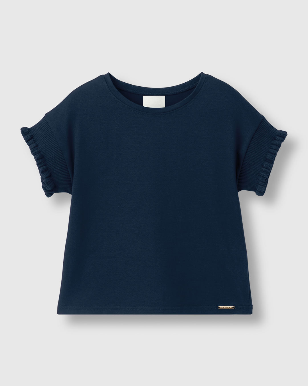 Blusa Menina Manga Curta Detalhe Babado Malha Algodão - Carinhoso