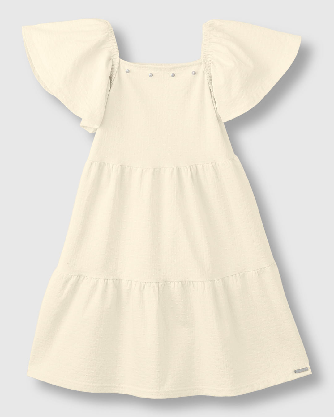 Vestido Menina Detalhe Aplique Pérolas Em Malha Texturizada - Carinhoso