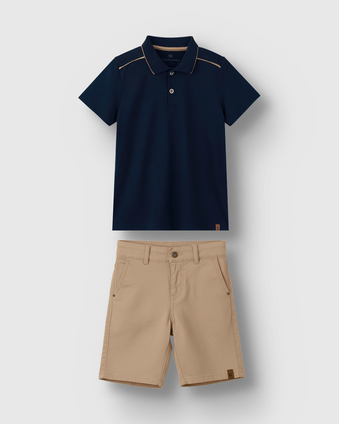 Conjunto Menino Camisa Polo Em Algodão Pima - Carinhoso - Azul - 8