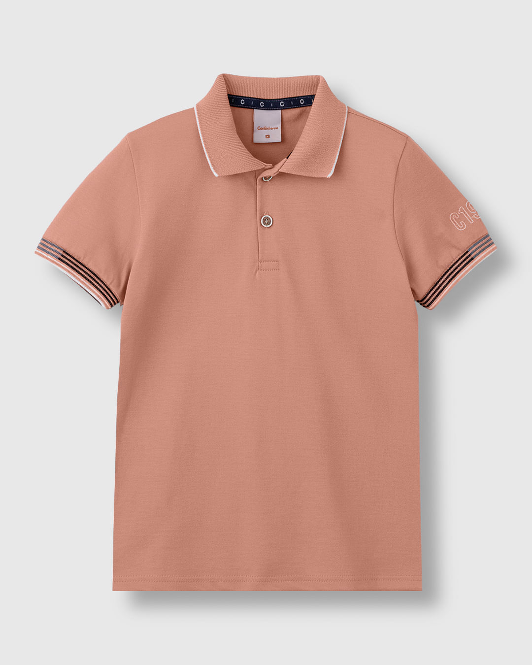 Camisa Polo Menino Bordado Na Manga Em Malha Algodão - Carinhoso
