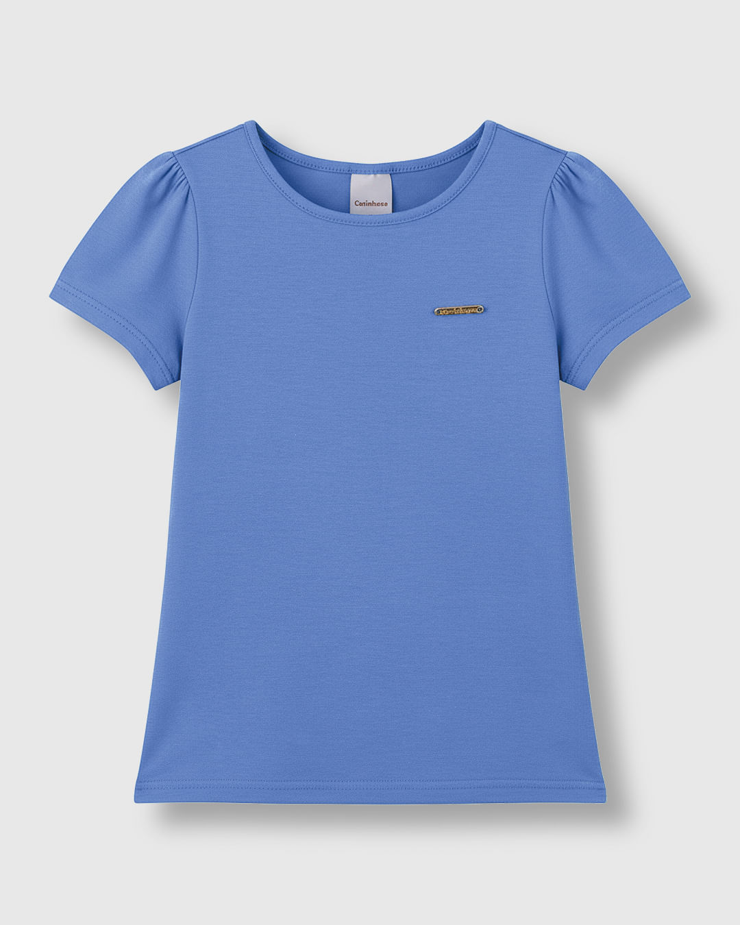 Blusa Menina Plaqueta Metálica Peitoral Malha Algodão - Carinhoso - Azul - 6
