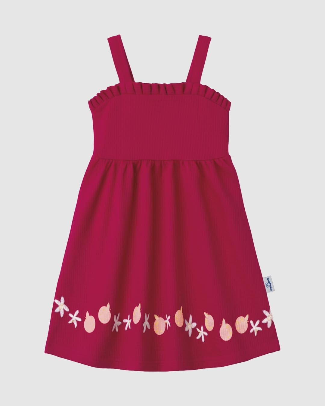 Vestido Infantil Alça Com Babado Em Malha Texturizada Malwee Kids