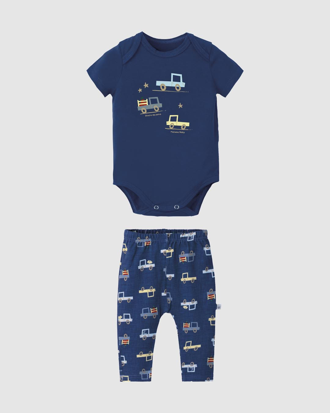 Conjunto Bebê Menino Body Manga Curta E Calça Em Algodão Malwee Kids