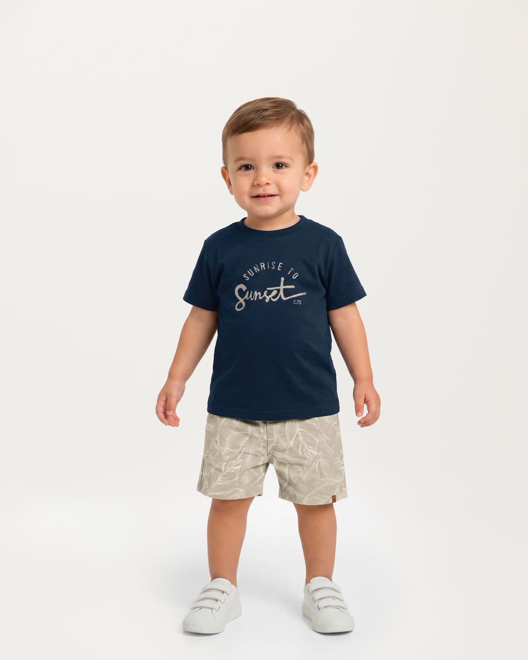 Conjunto Menino Camiseta Sunrise To Sunset Em Algodão - Carinhoso - Azul - 1