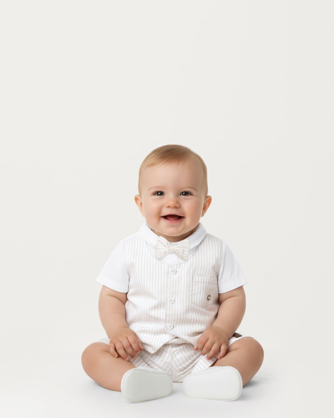 Conjunto Bebê Menino Body E Bermuda Em Tricoline Fio Tinto - Carinhoso