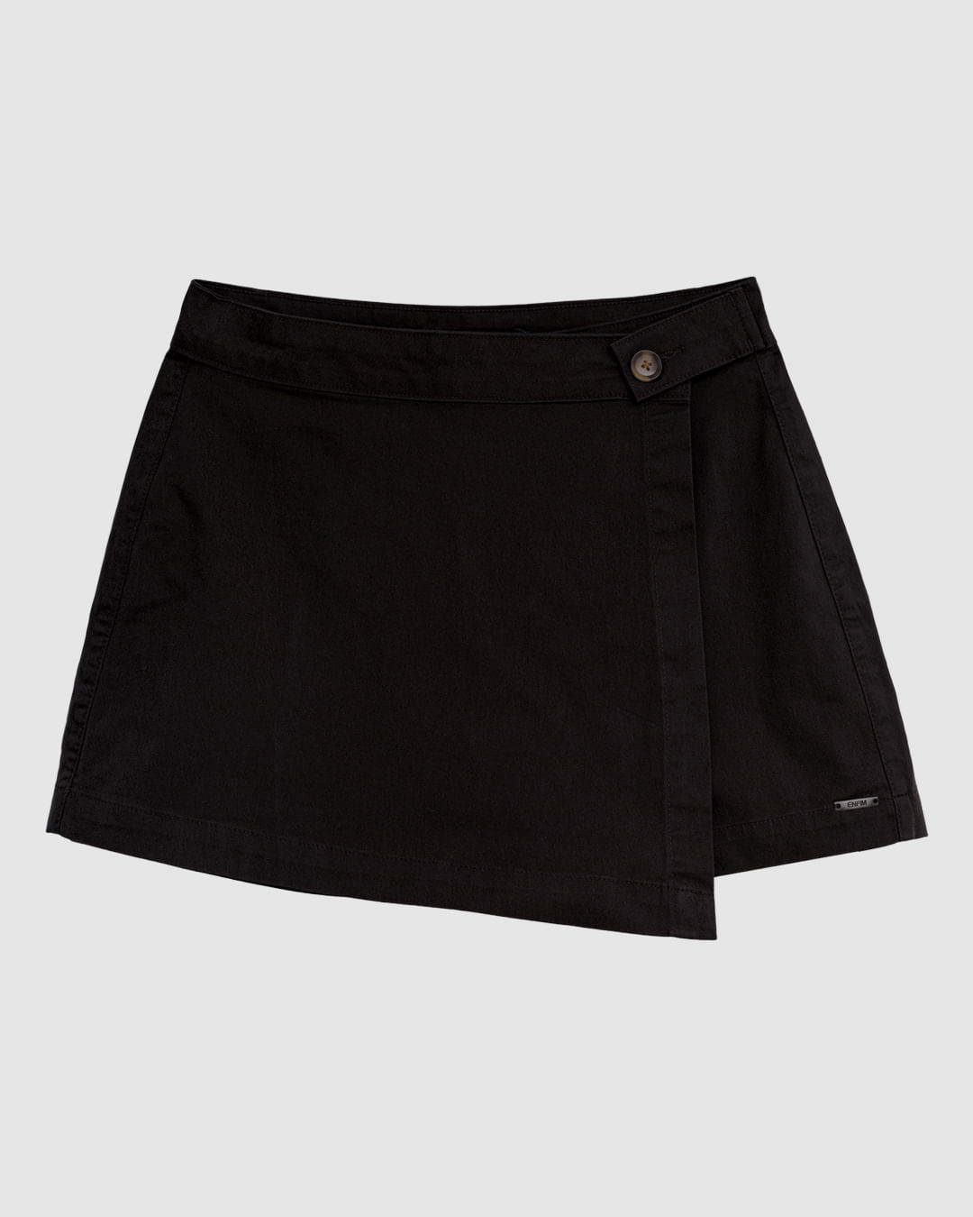 Shorts Saia Feminino Detalhe Botão Frontal Em Sarja Com Elastano - ENFIM - Preto - 40
