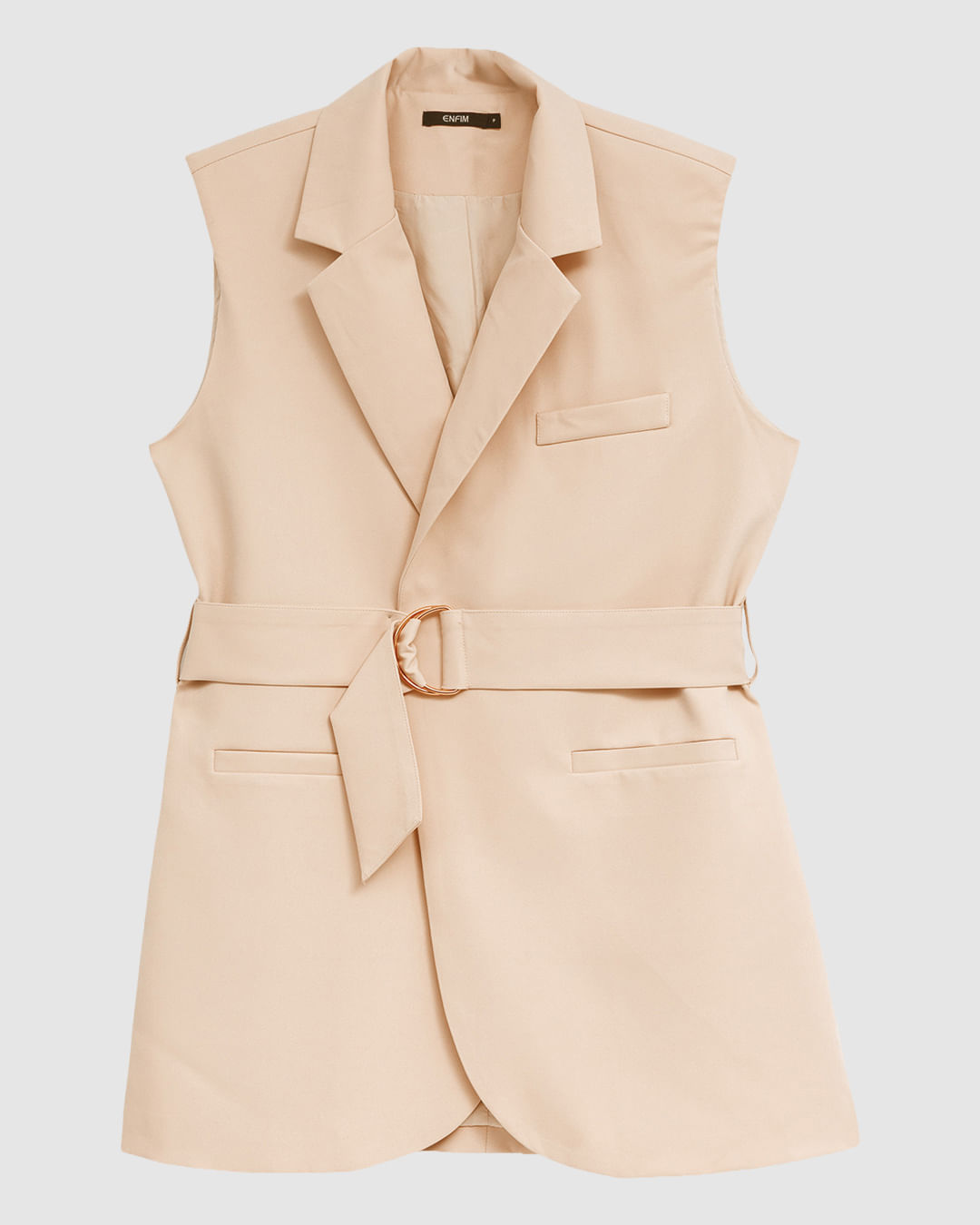 Colete Feminino Blazer Acompanha Cinto Tecido Alfaiataria - ENFIM