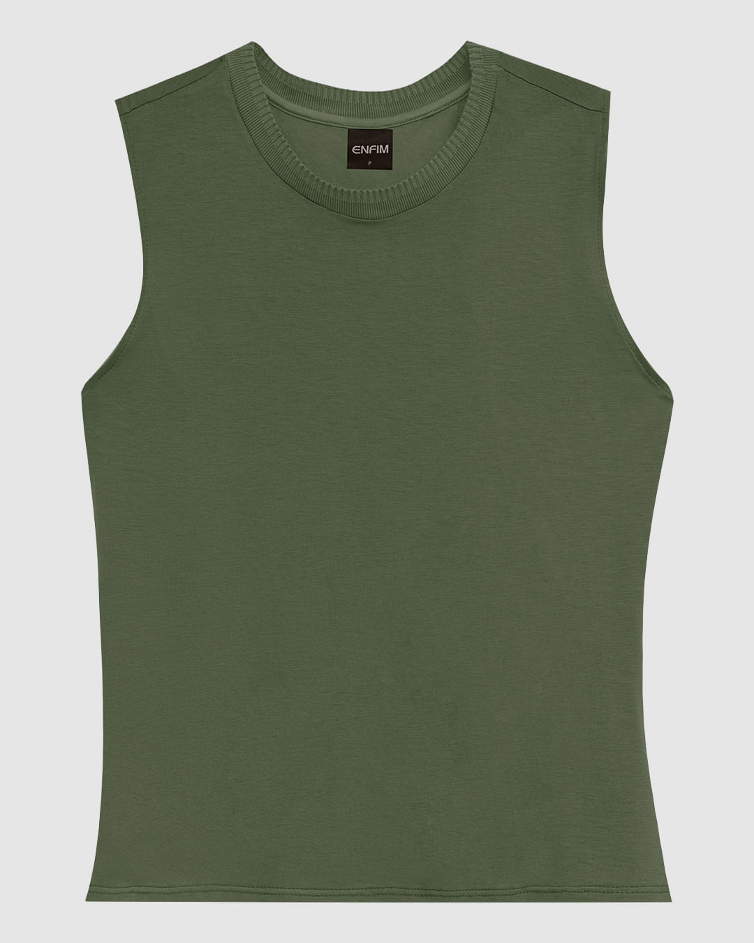 Blusa Básica Feminina Decote Redondo Em Malha Viscose Stretch - ENFIM - Verde - P