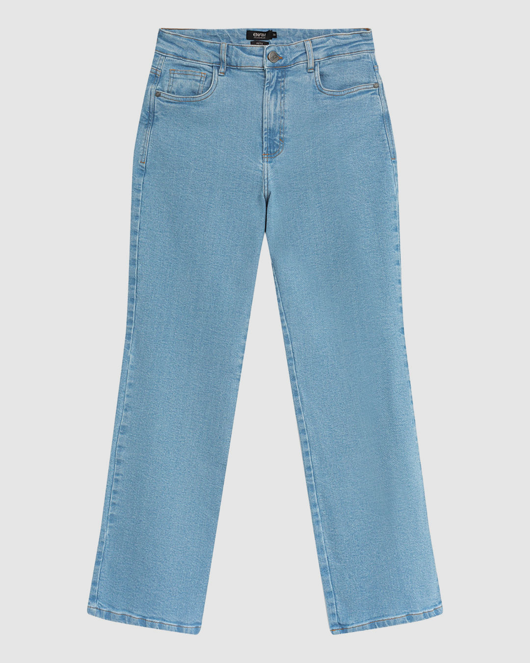 Calça Feminina Reta Cintura Alta Bolso Funcional Em Jeans Stretch - ENFIM