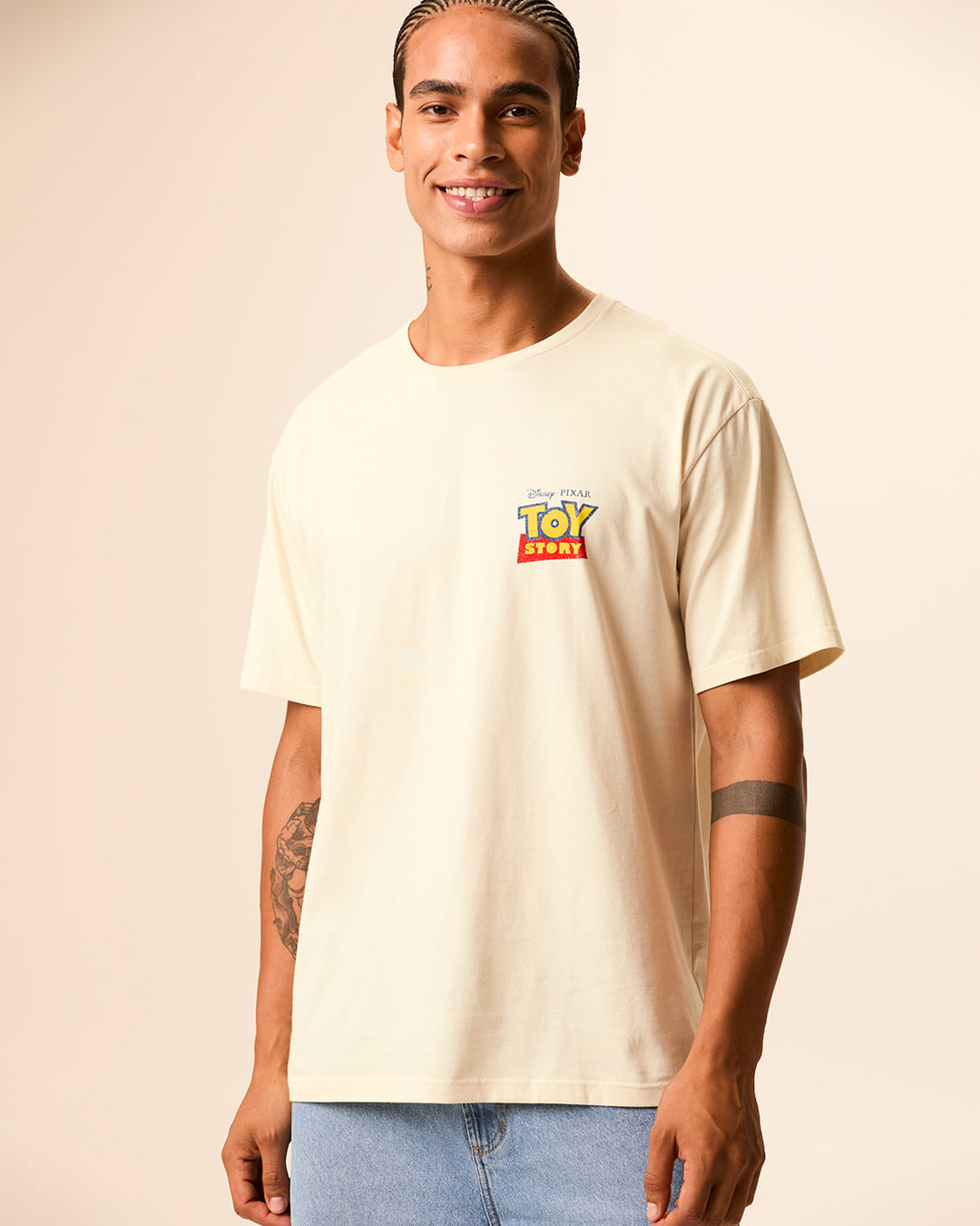 Camiseta Masculina Estampa Especial Frente E Costas Toy Story Em Algodão
