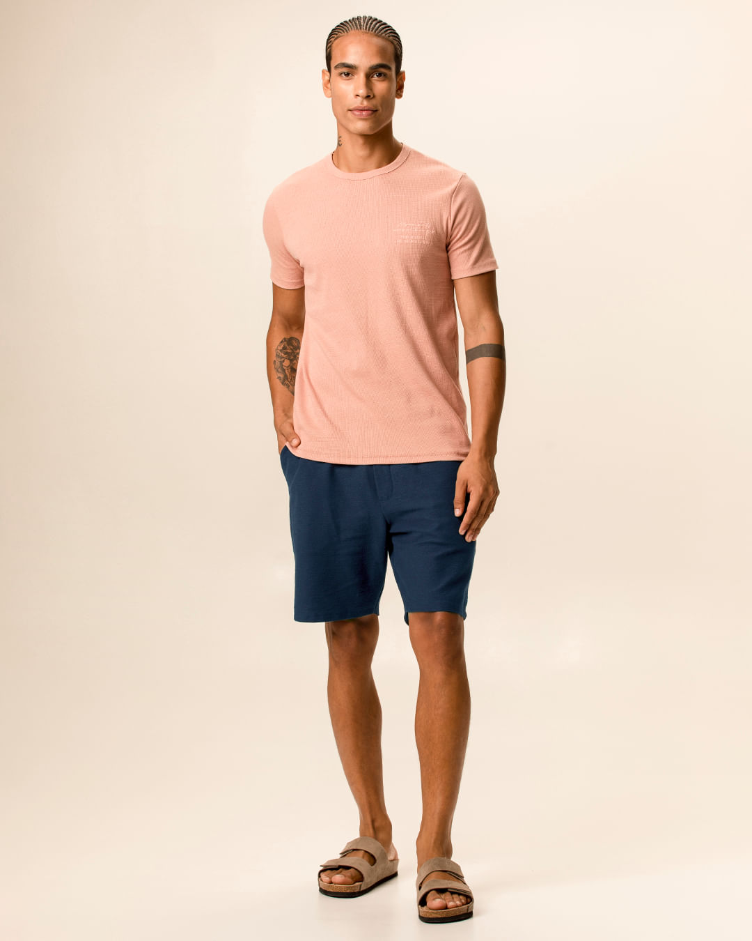 Bermuda Masculina Comfort Cadarço Interno Em Moletom Sarjado
