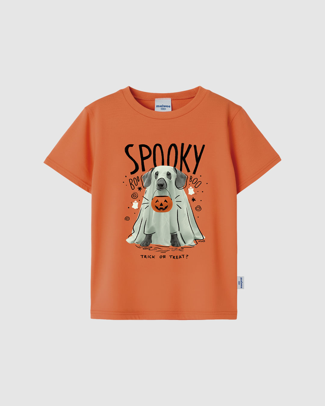 Camiseta Infantil Unissex Spooky Halloween Estampa Brilha No Escuro Malwee Kids - Laranja - 6