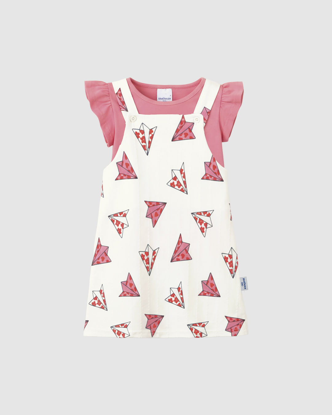 Conjunto Infantil Menina Blusa + Vestido Estampa Aviõezinhos Malwee Kids - Rosa - 8