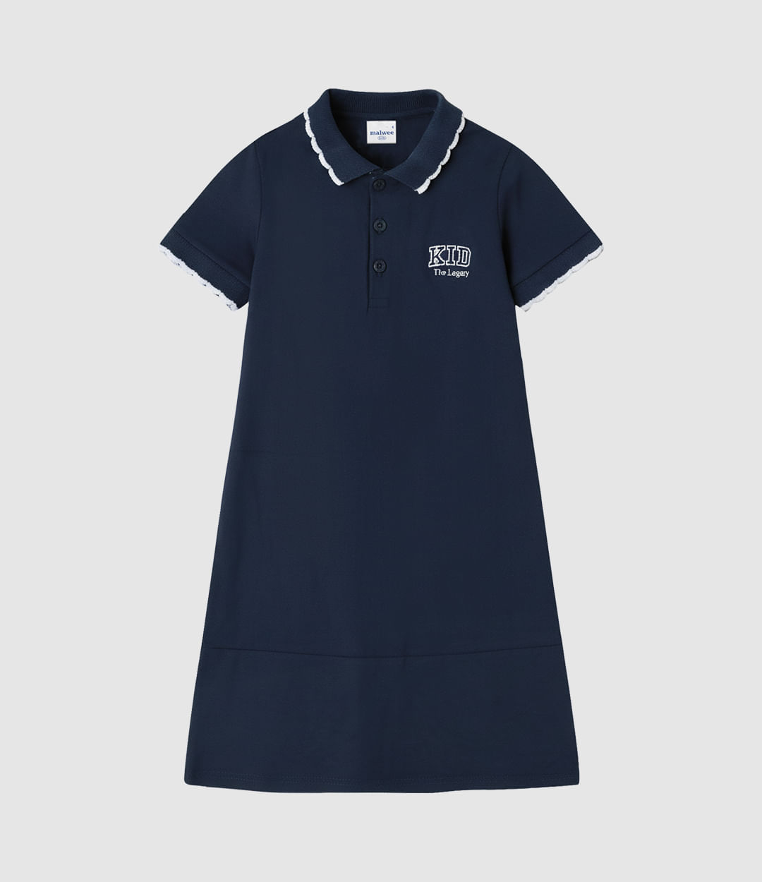 Vestido Polo Infantil Detalhe Ondulado Em Piquet Stretch Malwee Kids - Azul - 8