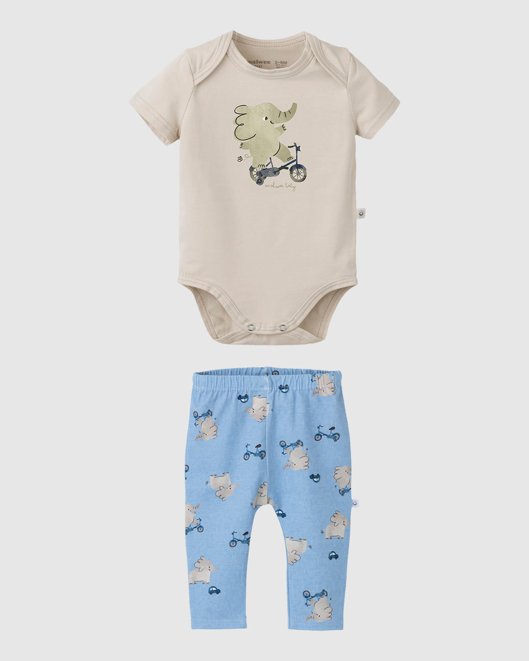 Conjunto Bebê Menino Body Manga Curta E Calça Em Algodão Malwee Kids