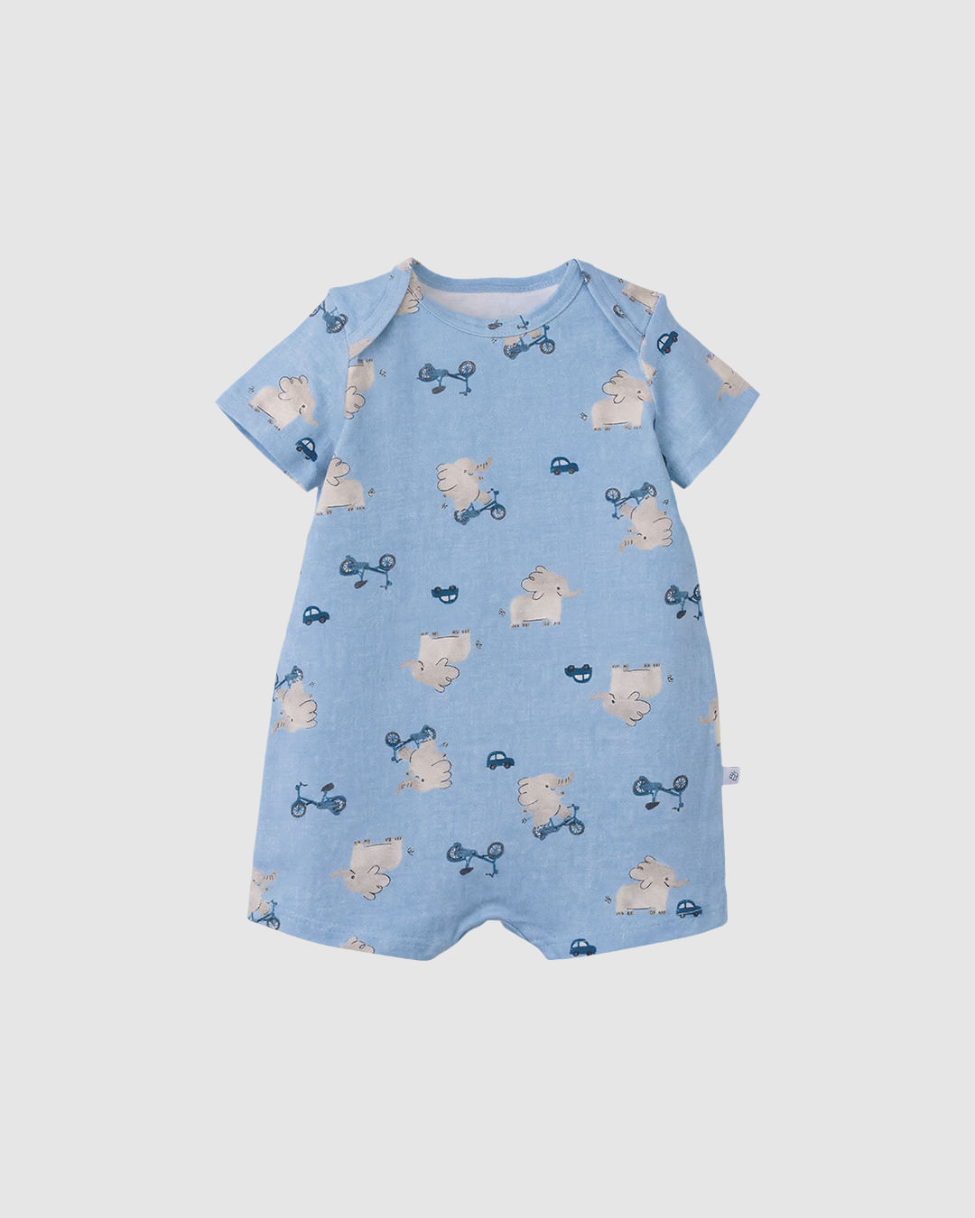 Macaquinho Bebê Menino Estampado Ombro Transpassado Em Algodão Malwee Kids - Azul - 9M