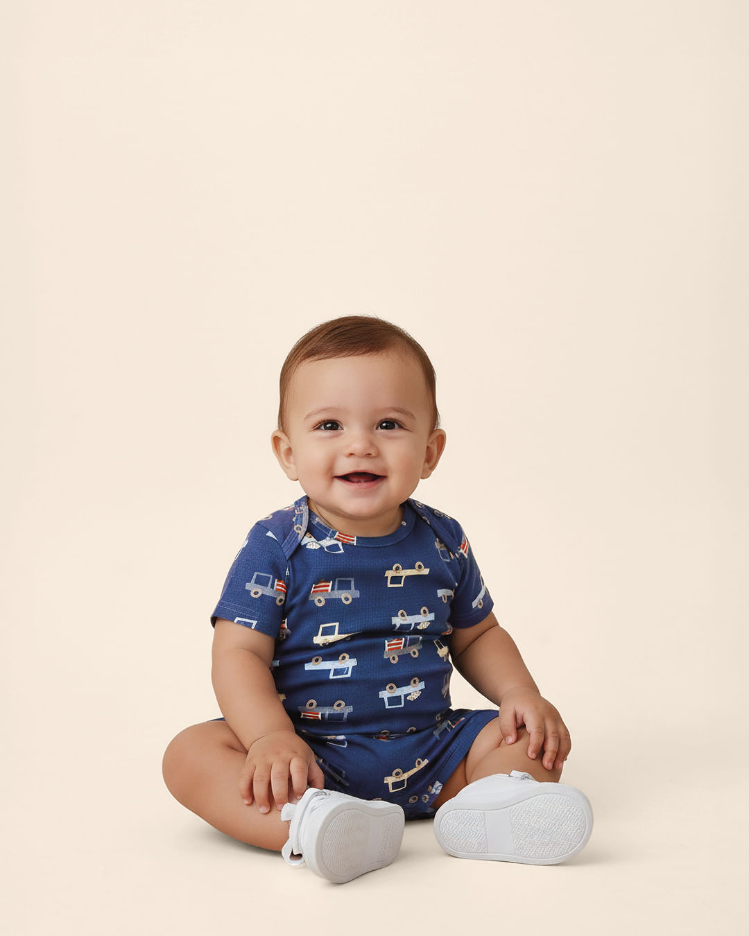 Macaquinho Bebê Menino Estampado Ombro Transpassado Em Algodão Malwee Kids - Azul - 9M