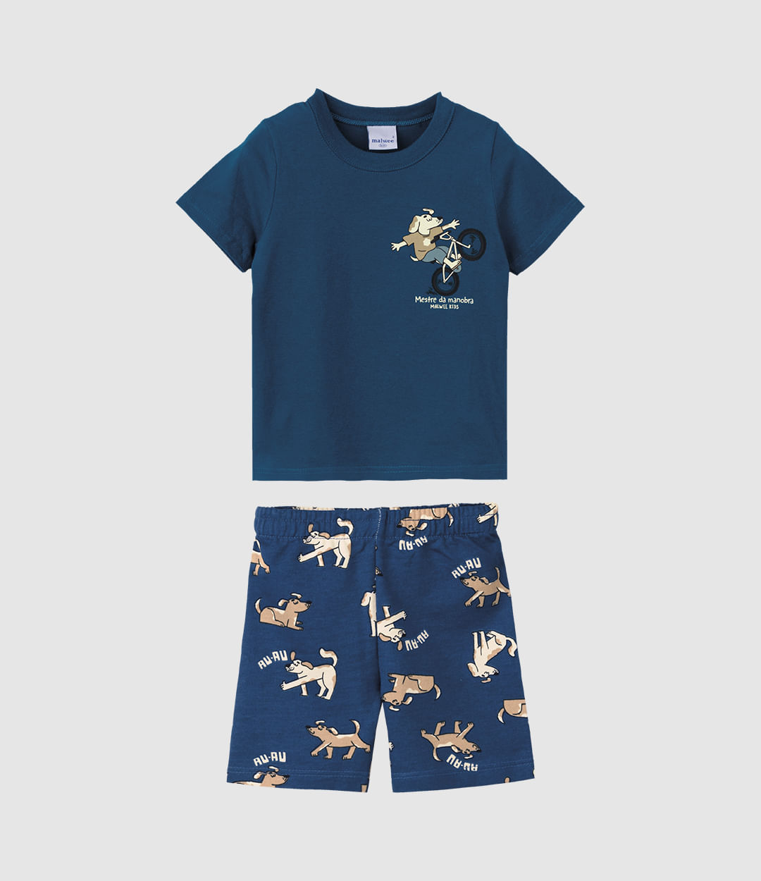Conjunto Infantil Menino Mestre Da Manobra Em Algodão Malwee Kids - Azul - 8