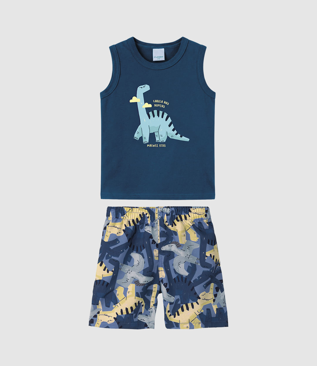 Conjunto Infantil Menino Regata Cabeça Nas Nuvens E Bermuda Malwee Kids - Azul - 8