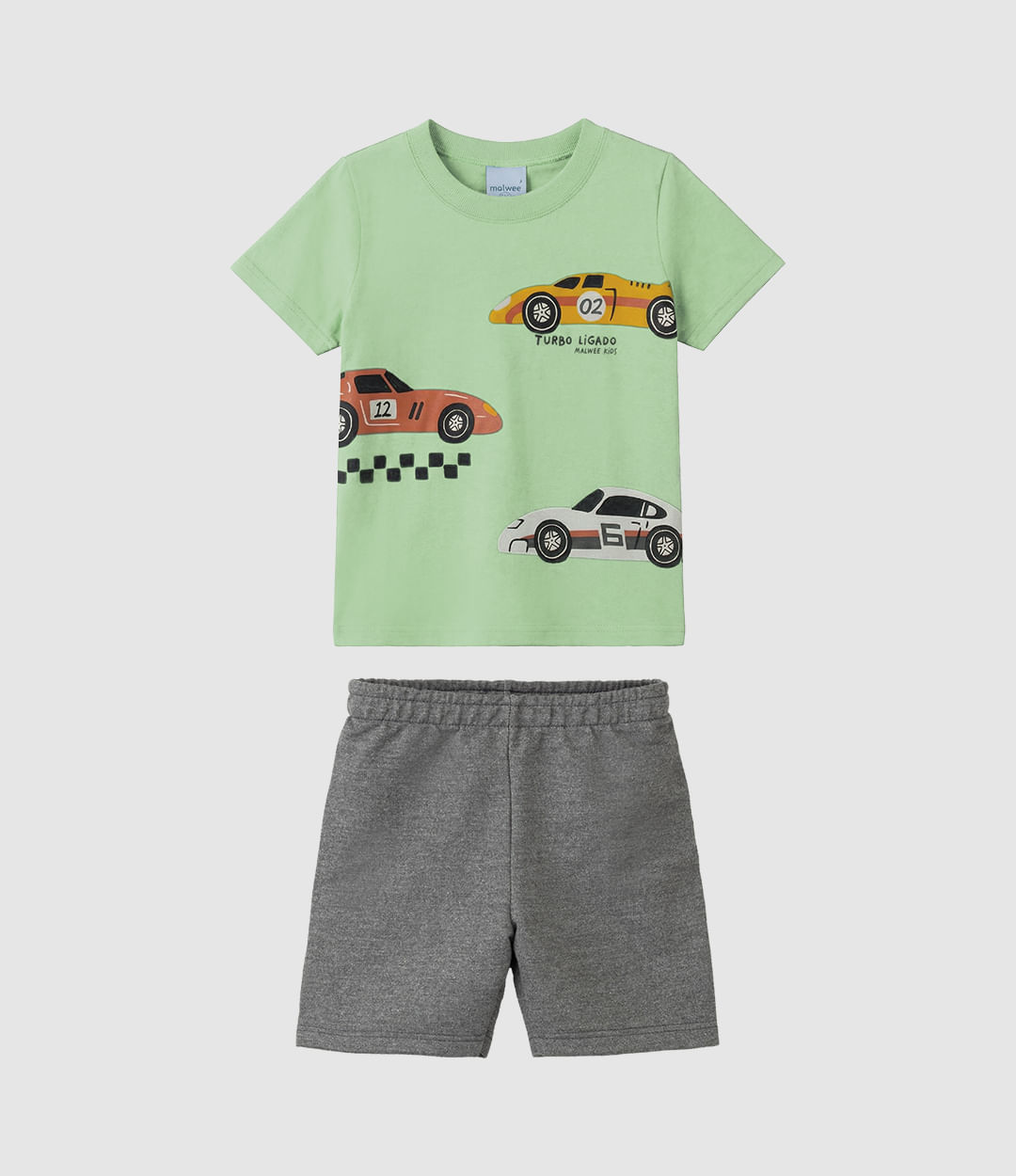 Conjunto Infantil Menino Camiseta Turbo Ligado Em Algodão Malwee Kids - Verde - 6