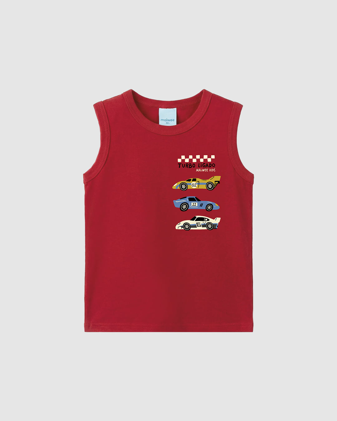 Regata Infantil Menino Turbo Ligado Em Algodão Malwee Kids - Vermelho - 6