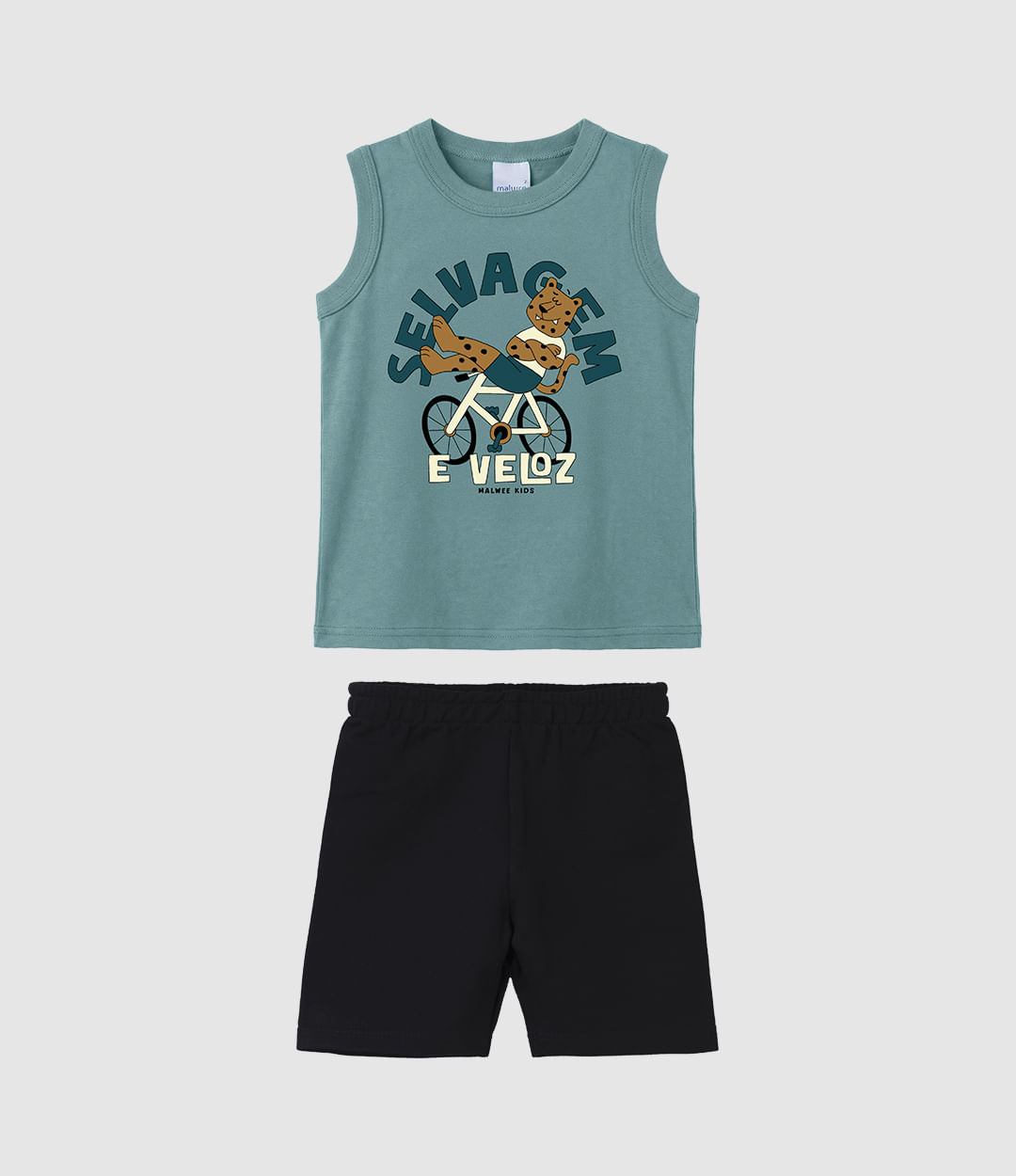 Conjunto Infantil Menino Regata Selvagem E Veloz Em Algodão Malwee Kids - Verde - 8