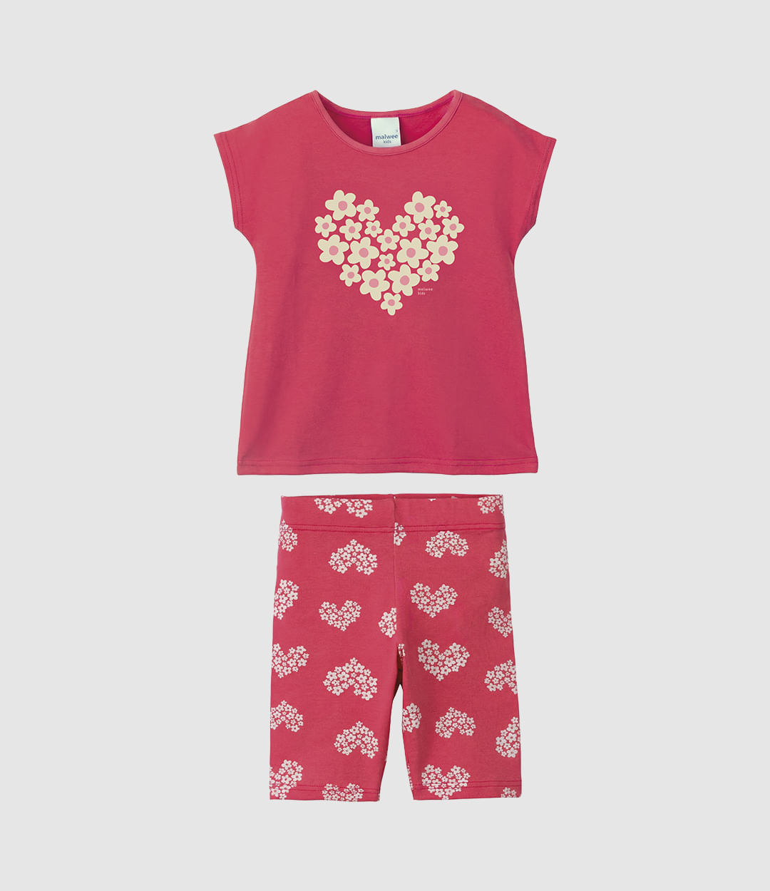 Conjunto Infantil Menina Estampa Florzinhas Em Algodão Malwee Kids - Vermelho - 8
