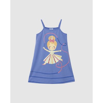 Vestido Infantil Amplo Alça Fina Estampa Glitter Holográfico Malwee Kids