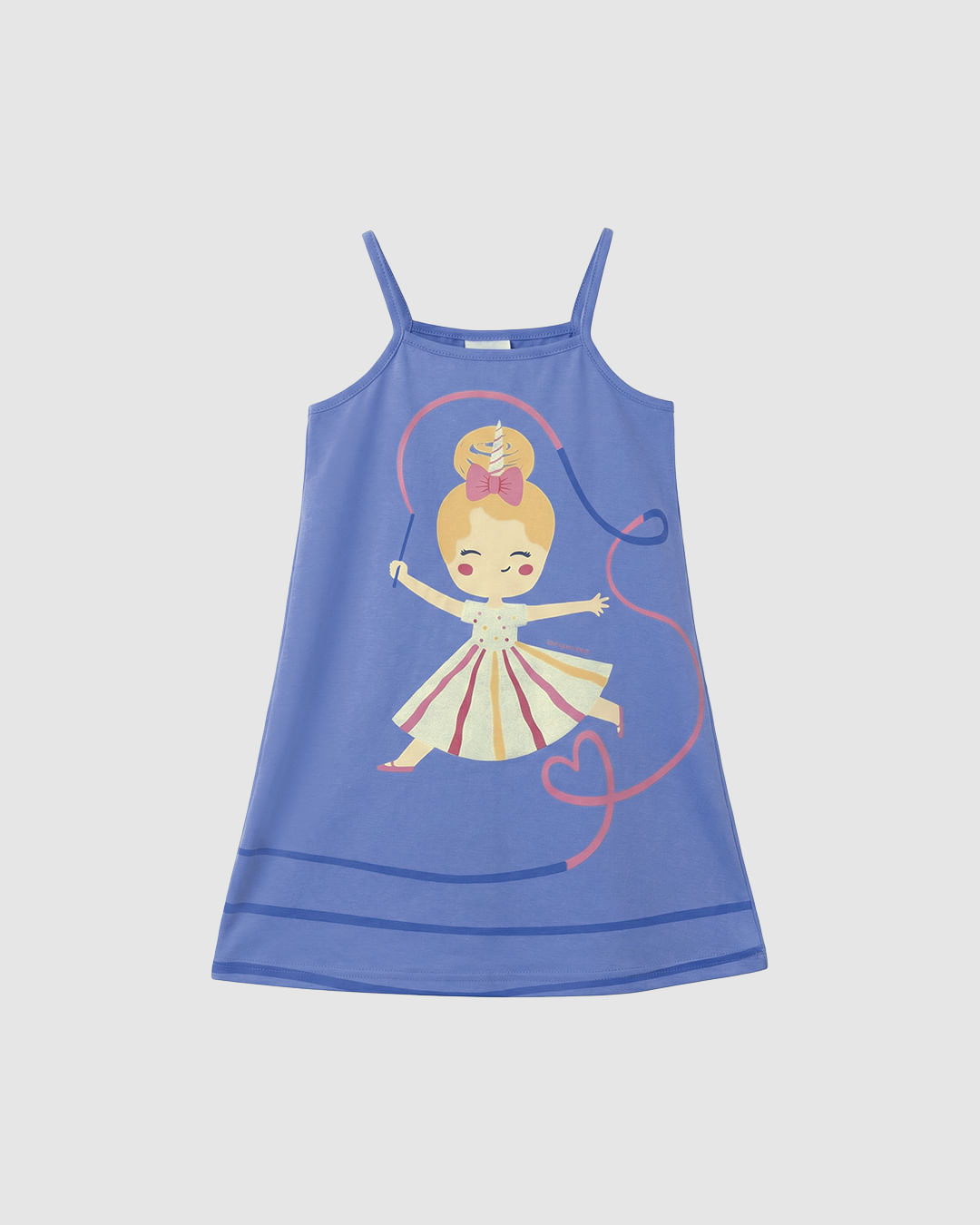 Vestido Infantil Amplo Alça Fina Estampa Glitter Holográfico Malwee Kids
