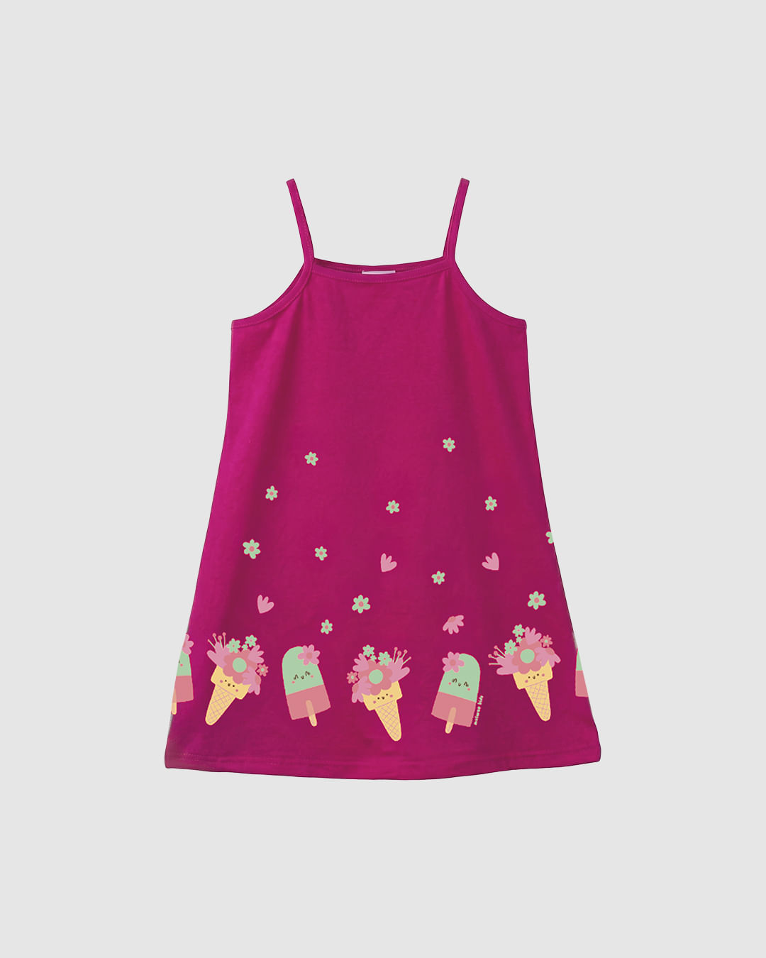 Vestido Infantil Amplo Alça Fina Estampa Glitter Holográfico Malwee Kids