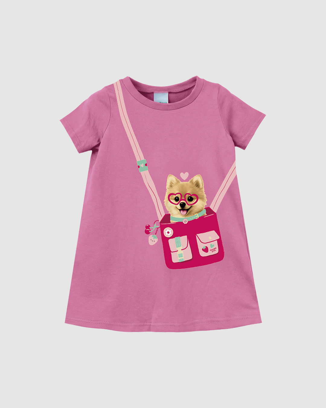 Vestido T-Shirt Infantil Estampa Glitter Holográfico Em Algodão Malwee Kids