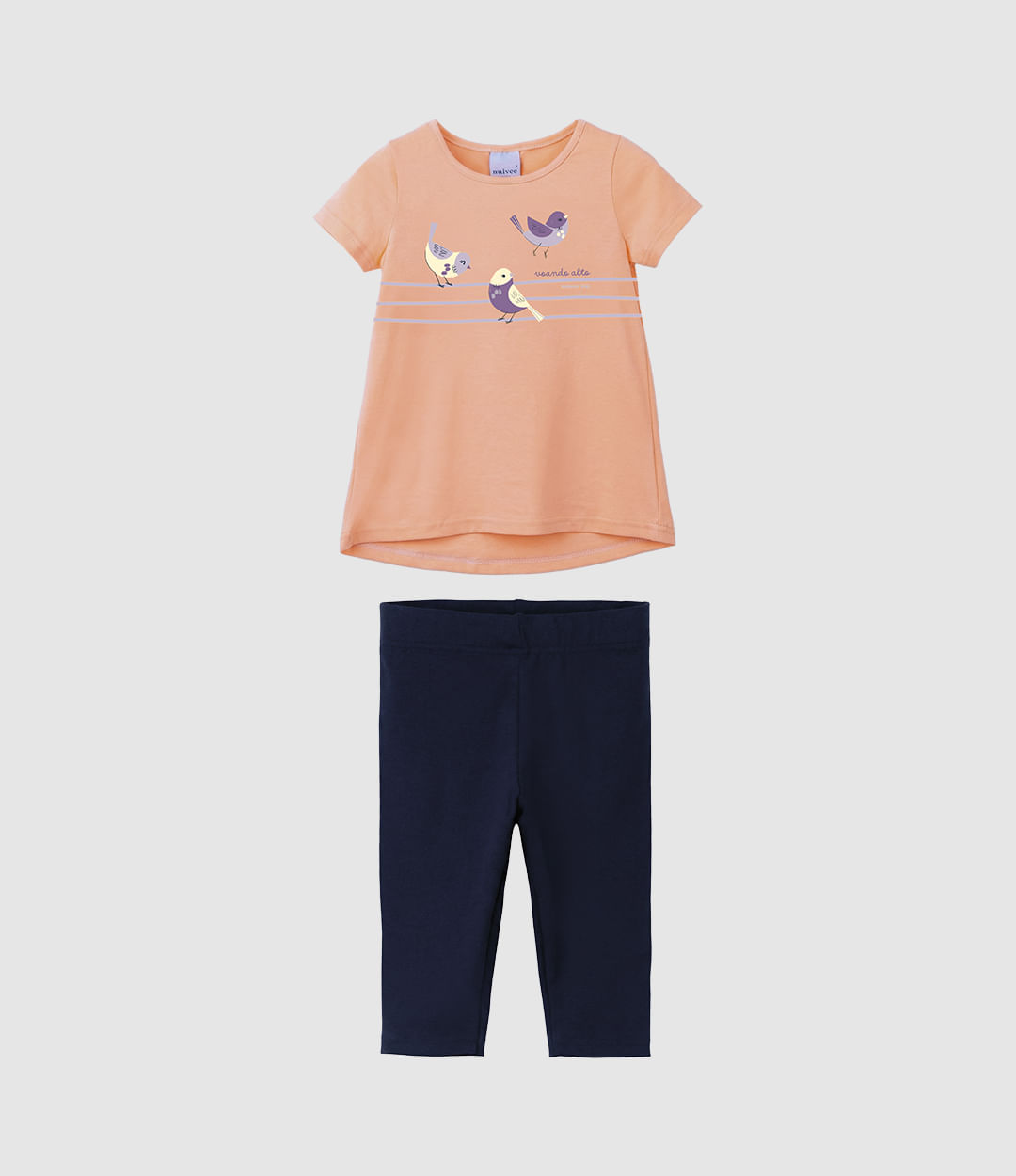 Conjunto Infantil Menina Blusa Estampa Voando Alto Em Algodão Malwee Kids - Laranja - 8