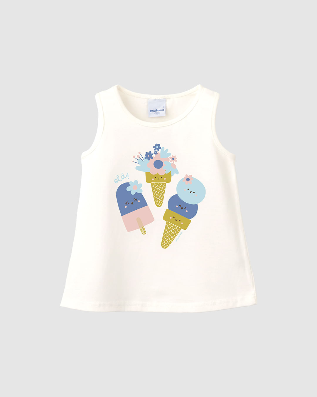 Regata Infantil Menina Evasê Estampa Com Glitter Holográfico Malwee Kids - Off White - 6