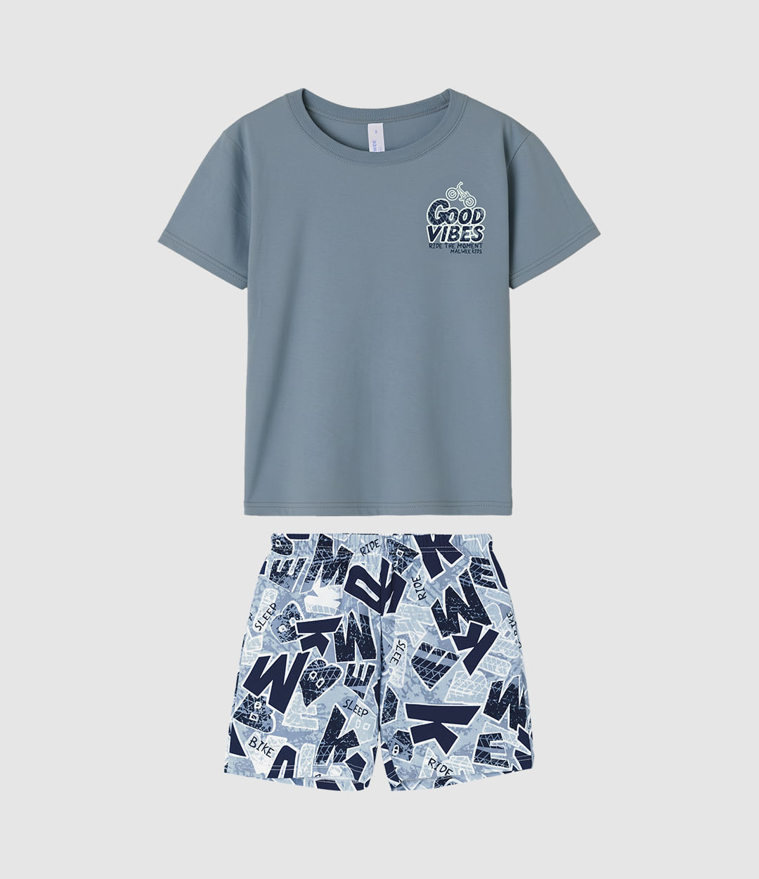 Pijama Curto Infantil Menino Bermuda Estampa Brilha No Escuro Malwee Kids - Azul - 10